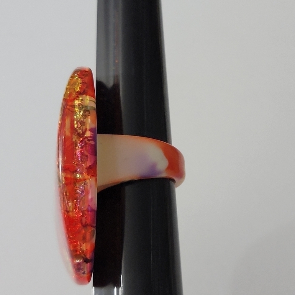 Large Smooth Acrylic Statement Ring Reds Rhinestone 8New without tags R4 - Picture 7 of 14